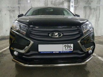 3 999 р. Защитная сетка в бампер (низ, 2 части, ячейка 3х7 мм) Alfeco Стандарт Лада XRAY (2016-2022) (Хром)  с доставкой в г. Майкоп. Увеличить фотографию 4