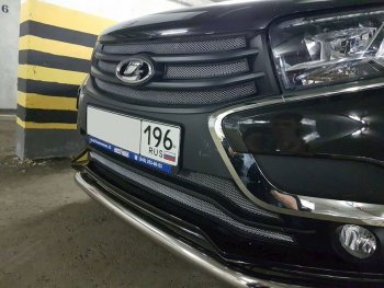 3 999 р. Защитная сетка в бампер (низ, 2 части, ячейка 3х7 мм) Alfeco Стандарт Лада XRAY (2016-2022) (Хром)  с доставкой в г. Майкоп. Увеличить фотографию 3