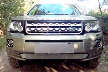 Защитная сетка в бампер (дизель, низ, ячейка 3х7 мм) Alfeco Стандарт Land Rover Freelander L359 1-ый рестайлинг (2010-2012) (Хром)