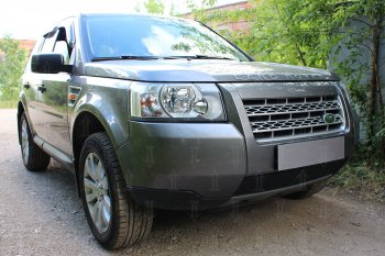 2 899 р. Защитная сетка в бампер (низ, ячейка 3х7 мм) Alfeco Стандарт Land Rover Freelander L359 дорестайлинг (2006-2010) (Чёрная)  с доставкой в г. Майкоп. Увеличить фотографию 2