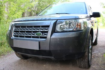 2 899 р. Защитная сетка в бампер (низ, ячейка 3х7 мм) Alfeco Стандарт Land Rover Freelander L359 дорестайлинг (2006-2010) (Чёрная)  с доставкой в г. Майкоп. Увеличить фотографию 3