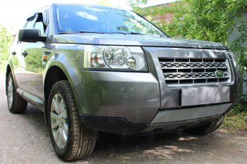 3 149 р. Защитная сетка в бампер (низ, ячейка 3х7 мм) Alfeco Стандарт Land Rover Freelander L359 дорестайлинг (2006-2010) (Хром)  с доставкой в г. Майкоп. Увеличить фотографию 2