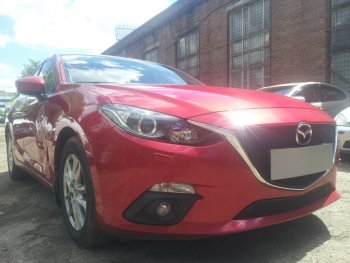 2 899 р. Защитная сетка в бампер (низ, ячейка 3х7 мм) Alfeco Стандарт Mazda 3/Axela BM дорестайлинг, хэтчбэк (2013-2016) (Чёрная)  с доставкой в г. Майкоп. Увеличить фотографию 4
