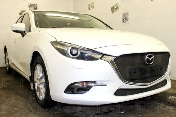 2 899 р. Защитная сетка в бампер (низ, ячейка 3х7 мм) Alfeco Стандарт Mazda 3/Axela BM рестайлинг седан (2016-2019) (Чёрная)  с доставкой в г. Майкоп. Увеличить фотографию 3