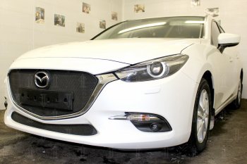 2 899 р. Защитная сетка в бампер (низ, ячейка 3х7 мм) Alfeco Стандарт Mazda 3/Axela BM рестайлинг седан (2016-2019) (Чёрная)  с доставкой в г. Майкоп. Увеличить фотографию 4