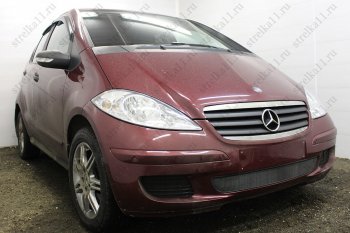 3 079 р. Защитная сетка в бампер (низ, ячейка 3х7 мм) Alfeco Стандарт Mercedes-Benz A class W169 дорестайлинг, хэтчбэк 5 дв. (2005-2008) (Чёрная)  с доставкой в г. Майкоп. Увеличить фотографию 3