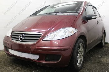 3 099 р. Защитная сетка в бампер (низ, ячейка 3х7 мм) Alfeco Стандарт Mercedes-Benz A class W169 дорестайлинг, хэтчбэк 5 дв. (2005-2008) (Хром)  с доставкой в г. Майкоп. Увеличить фотографию 3