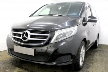 3 079 р. Защитная сетка в бампер (низ, ячейка 3х7 мм) Alfeco Стандарт Mercedes-Benz Vito W447 дорестайлинг (2015-2020) (Чёрная)  с доставкой в г. Майкоп. Увеличить фотографию 2