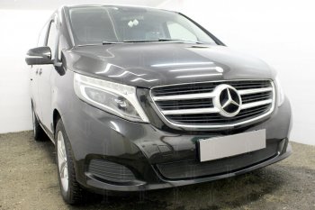 3 079 р. Защитная сетка в бампер (низ, ячейка 3х7 мм) Alfeco Стандарт Mercedes-Benz Vito W447 дорестайлинг (2015-2020) (Чёрная)  с доставкой в г. Майкоп. Увеличить фотографию 3