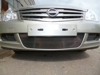2 999 р. Защитная сетка в бампер (низ, ячейка 3х7 мм) Стрелка11 Стандарт Nissan Almera G15 седан (2012-2019) (Чёрная)  с доставкой в г. Майкоп. Увеличить фотографию 3