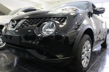 2 999 р. Защитная сетка в бампер (низ, ячейка 3х7 мм) Стрелка11 Стандарт Nissan Juke 1 YF15 рестайлинг (2014-2020) (Чёрная)  с доставкой в г. Майкоп. Увеличить фотографию 3