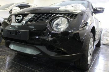 3 179 р. Защитная сетка в бампер (низ, ячейка 3х7 мм) Стрелка11 Стандарт Nissan Juke 1 YF15 рестайлинг (2014-2020) (Хром)  с доставкой в г. Майкоп. Увеличить фотографию 3