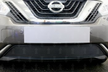 3 699 р. Защитная сетка в бампер (низ, ячейка 3х7 мм) Стрелка11 Стандарт Nissan Murano 3 Z52 дорестайлинг (2015-2022) (Чёрная)  с доставкой в г. Майкоп. Увеличить фотографию 2
