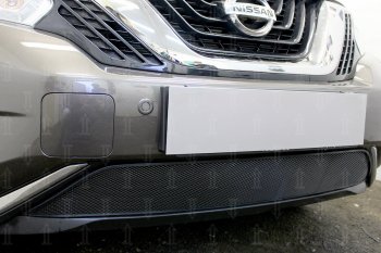 3 699 р. Защитная сетка в бампер (низ, ячейка 3х7 мм) Стрелка11 Стандарт Nissan Murano 3 Z52 дорестайлинг (2015-2022) (Чёрная)  с доставкой в г. Майкоп. Увеличить фотографию 3