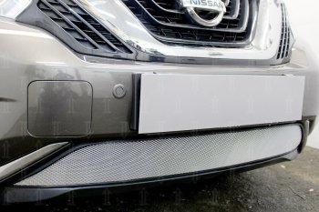 3 899 р. Защитная сетка в бампер (низ, ячейка 3х7 мм) Стрелка11 Стандарт Nissan Murano 3 Z52 дорестайлинг (2015-2022) (Хром)  с доставкой в г. Майкоп. Увеличить фотографию 2