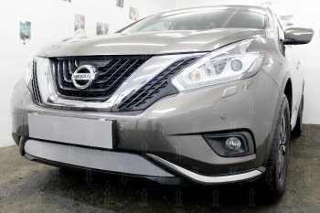 3 899 р. Защитная сетка в бампер (низ, ячейка 3х7 мм) Стрелка11 Стандарт Nissan Murano 3 Z52 дорестайлинг (2015-2022) (Хром)  с доставкой в г. Майкоп. Увеличить фотографию 4