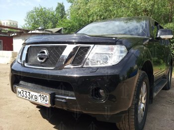 2 899 р. Защитная сетка в бампер (низ, ячейка 3х7 мм) Стрелка11 Стандарт Nissan Pathfinder R51 рестайлинг (2009-2014) (Чёрная)  с доставкой в г. Майкоп. Увеличить фотографию 2