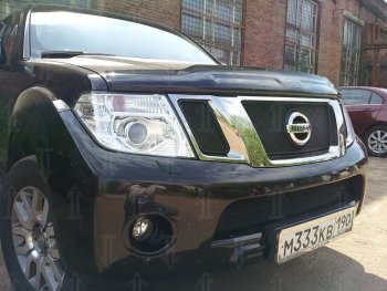 2 899 р. Защитная сетка в бампер (низ, ячейка 3х7 мм) Стрелка11 Стандарт Nissan Pathfinder R51 рестайлинг (2009-2014) (Чёрная)  с доставкой в г. Майкоп. Увеличить фотографию 3