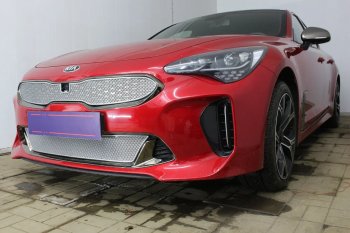 4 299 р. Защитная сетка в бампер (низ, ячейка 4х10 мм) Alfeco Премиум KIA Stinger (2017-2025) (Хром)  с доставкой в г. Майкоп. Увеличить фотографию 3