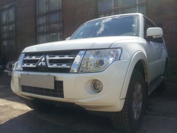 4 549 р. Защитная сетка в бампер (низ, ячейка 3х7 мм) Стрелка11 Премиум Mitsubishi Pajero 4 V80 3 дв. 1-ый рестайлинг (2011-2014) (Чёрная)  с доставкой в г. Майкоп. Увеличить фотографию 2