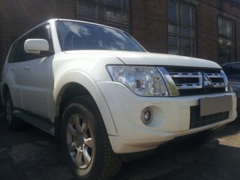 4 549 р. Защитная сетка в бампер (низ, ячейка 3х7 мм) Стрелка11 Премиум Mitsubishi Pajero 4 V80 3 дв. 1-ый рестайлинг (2011-2014) (Чёрная)  с доставкой в г. Майкоп. Увеличить фотографию 3