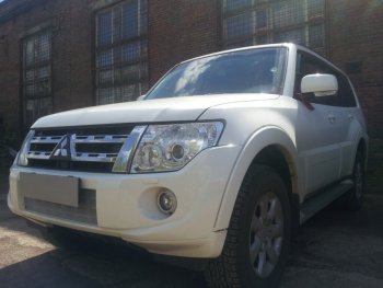 4 649 р. Защитная сетка в бампер (низ, ячейка 3х7 мм) Стрелка11 Премиум Mitsubishi Pajero 4 V80 3 дв. 1-ый рестайлинг (2011-2014) (Хром)  с доставкой в г. Майкоп. Увеличить фотографию 3