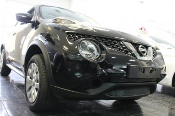 4 299 р. Защитная сетка в бампер (низ, ячейка 4х10 мм) Стрелка11 Премиум Nissan Juke 1 YF15 рестайлинг (2014-2020) (Чёрная)  с доставкой в г. Майкоп. Увеличить фотографию 2