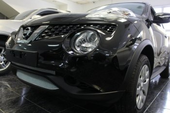 3 599 р. Защитная сетка в бампер (верх, ячейка 3х7 мм) Стрелка11 Премиум Nissan Juke 1 YF15 рестайлинг (2014-2020) (Хром)  с доставкой в г. Майкоп. Увеличить фотографию 3