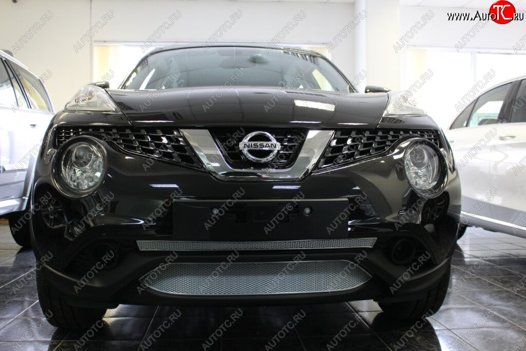 3 599 р. Защитная сетка в бампер (верх, ячейка 3х7 мм) Стрелка11 Премиум Nissan Juke 1 YF15 рестайлинг (2014-2020) (Хром)  с доставкой в г. Майкоп