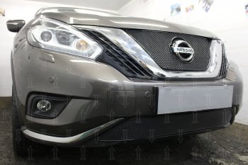4 399 р. Защитная сетка в бампер (низ, ячейка 4х10 мм) Стрелка11 Премиум Nissan Murano 3 Z52 дорестайлинг (2015-2022) (Чёрная)  с доставкой в г. Майкоп. Увеличить фотографию 4
