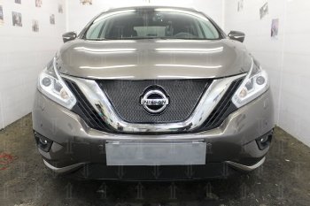4 399 р. Защитная сетка в бампер (низ, ячейка 4х10 мм) Стрелка11 Премиум Nissan Murano 3 Z52 дорестайлинг (2015-2022) (Чёрная)  с доставкой в г. Майкоп. Увеличить фотографию 2