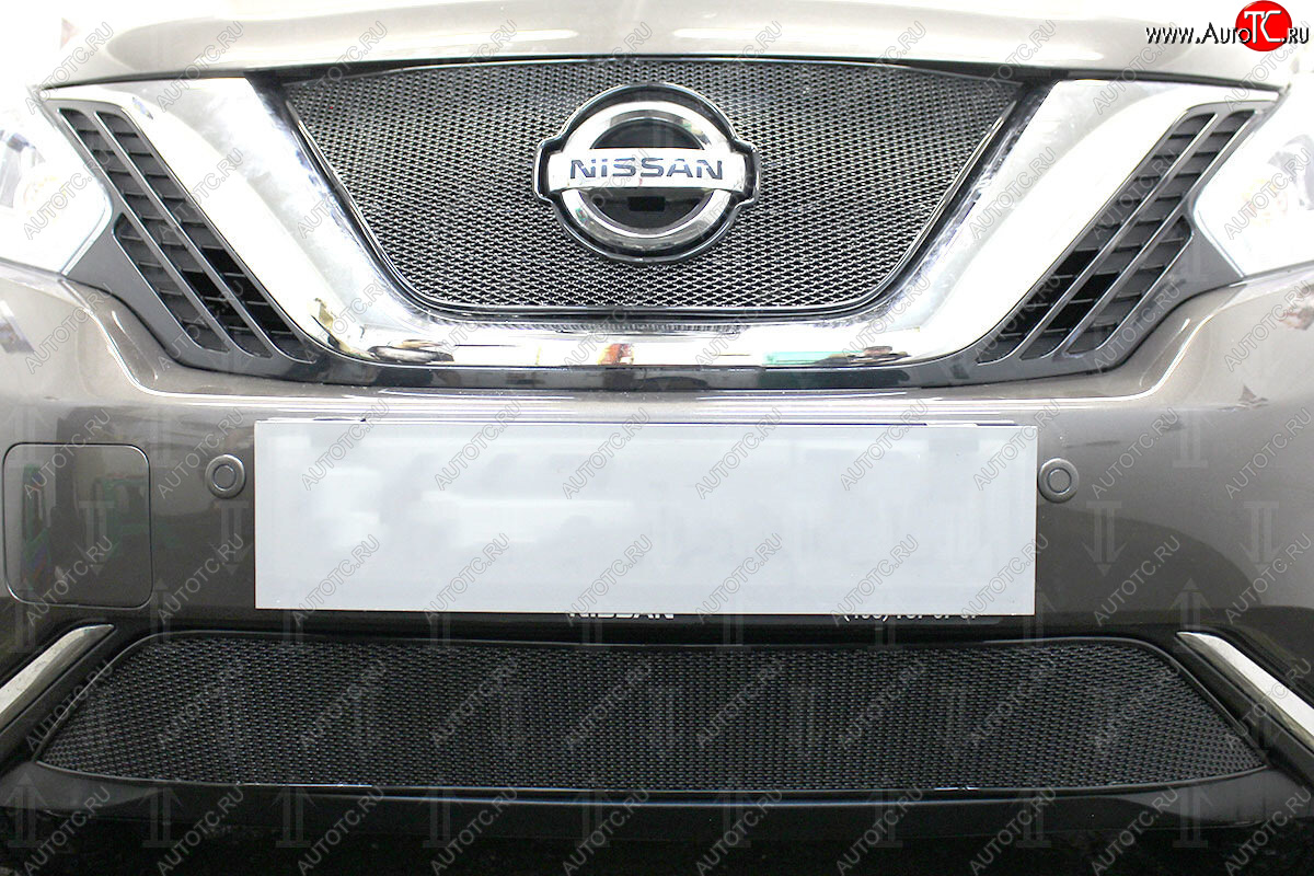 4 399 р. Защитная сетка в бампер (низ, ячейка 4х10 мм) Стрелка11 Премиум Nissan Murano 3 Z52 дорестайлинг (2015-2022) (Чёрная)  с доставкой в г. Майкоп