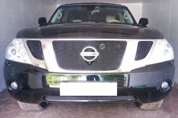 4 299 р. Защитная сетка в бампер (низ, ячейка 4х10 мм) Стрелка11 Премиум Nissan Patrol 6 Y62 дорестайлинг (2010-2014) (Чёрная)  с доставкой в г. Майкоп. Увеличить фотографию 3