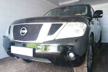 4 299 р. Защитная сетка в бампер (низ, ячейка 4х10 мм) Стрелка11 Премиум Nissan Patrol 6 Y62 дорестайлинг (2010-2014) (Чёрная)  с доставкой в г. Майкоп. Увеличить фотографию 4