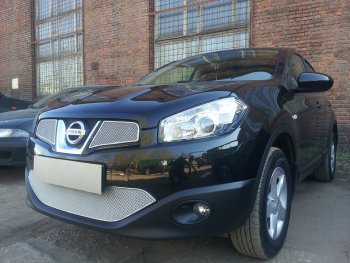 4 799 р. Защитная сетка в бампер (низ, ячейка 4х10 мм) Стрелка11 Премиум Nissan Qashqai 1 J10 рестайлинг (2010-2013) (Хром)  с доставкой в г. Майкоп. Увеличить фотографию 3