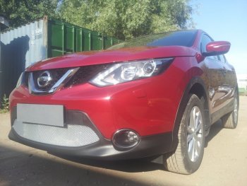 4 499 р. Защитная сетка в бампер (низ, ячейка 4х10 мм) Стрелка11 Премиум Nissan Qashqai 2 J11 дорестайлинг (2013-2019) (Хром)  с доставкой в г. Майкоп. Увеличить фотографию 4