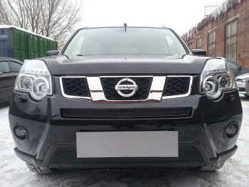 4 299 р. Защитная сетка в бампер (низ, ячейка 4х10 мм) Стрелка11 Премиум Nissan X-trail 2 T31 рестайлинг (2010-2015) (Чёрная)  с доставкой в г. Майкоп. Увеличить фотографию 2