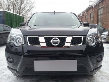 4 299 р. Защитная сетка в бампер (низ, ячейка 4х10 мм) Стрелка11 Премиум Nissan X-trail 2 T31 рестайлинг (2010-2015) (Чёрная)  с доставкой в г. Майкоп. Увеличить фотографию 3