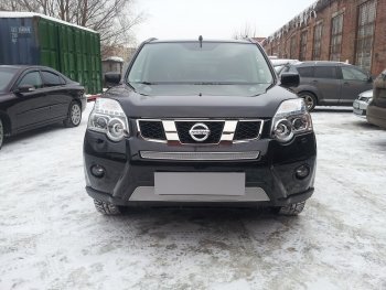 4 549 р. Защитная сетка в бампер (низ, ячейка 4х10 мм) Стрелка11 Премиум Nissan X-trail 2 T31 рестайлинг (2010-2015) (Хром)  с доставкой в г. Майкоп. Увеличить фотографию 2