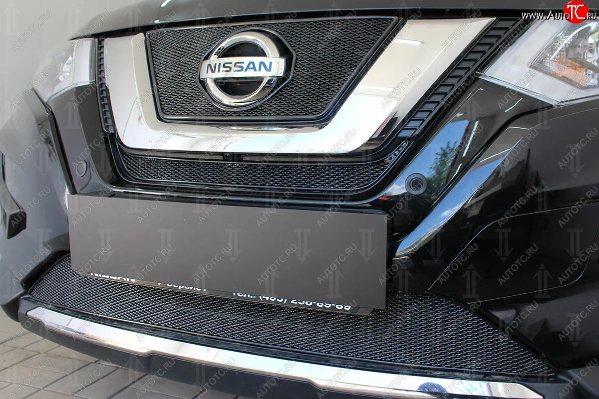 4 199 р. Защитная сетка в бампер (низ, ячейка 4х10 мм) Стрелка11 Премиум Nissan X-trail 3 T32 рестайлинг (2017-2022) (Чёрная)  с доставкой в г. Майкоп