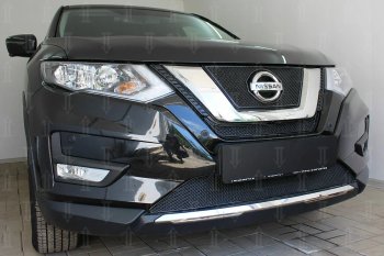 4 199 р. Защитная сетка в бампер (низ, ячейка 4х10 мм) Стрелка11 Премиум Nissan X-trail 3 T32 рестайлинг (2017-2022) (Чёрная)  с доставкой в г. Майкоп. Увеличить фотографию 2