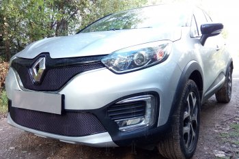 4 649 р. Защитная сетка в бампер (низ, ячейка 4х10 мм) Стрелка11 Премиум Renault Kaptur дорестайлинг (2016-2020) (Чёрная)  с доставкой в г. Майкоп. Увеличить фотографию 2
