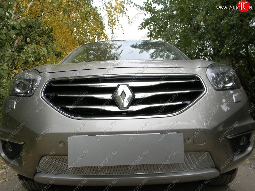 4 549 р. Защитная сетка в бампер (низ, ячейка 4х10 мм) Стрелка11 Премиум Renault Koleos 1 Phase 3 (2013-2016) (Хром)  с доставкой в г. Майкоп