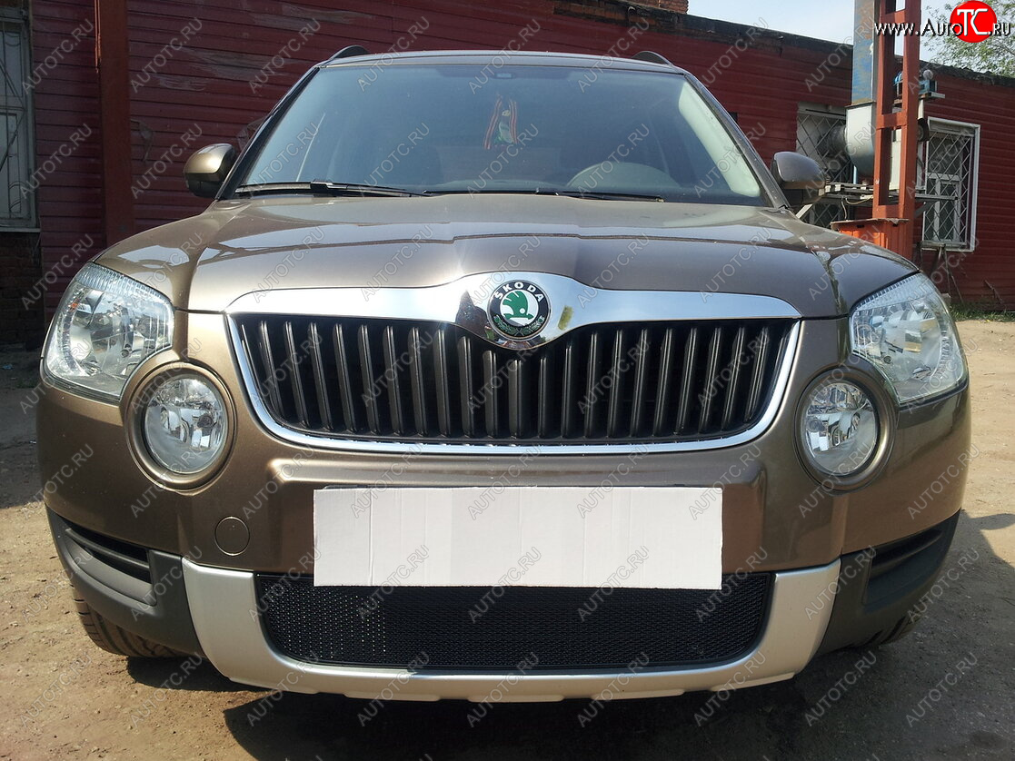 4 299 р. Защитная сетка в бампер (низ, ячейка 4х10 мм) Стрелка11 Премиум Skoda Yeti (2009-2013) (Чёрная)  с доставкой в г. Майкоп
