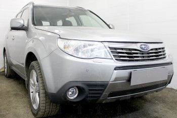 3 899 р. Защитная сетка в бампер (низ, ячейка 4х10 мм) Стрелка11 Премиум Subaru Forester SH (2008-2013) (Чёрная)  с доставкой в г. Майкоп. Увеличить фотографию 4