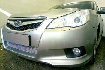 4 299 р. Защитная сетка в бампер (низ, ячейка 4х10 мм) Стрелка11 Премиум Subaru Legacy BM/B14 дорестайлинг седан (2009-2013) (Хром)  с доставкой в г. Майкоп. Увеличить фотографию 4