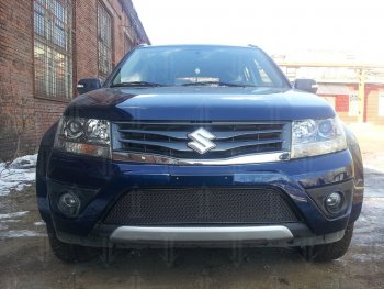 Защитная сетка в бампер (низ, ячейка 4х10 мм) Стрелка11 Премиум Suzuki Grand Vitara JT 3 двери 2-ой рестайлинг (2012-2016) (Чёрная)