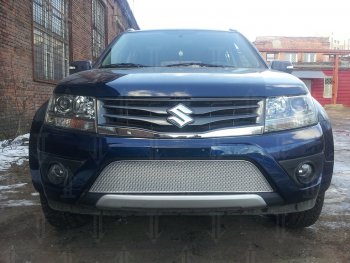 Защитная сетка в бампер (низ, ячейка 4х10 мм) Стрелка11 Премиум Suzuki Grand Vitara JT 3 двери 2-ой рестайлинг (2012-2016) (Хром)