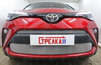 5 599 р. Защитная сетка в бампер (низ, ячейка 4х10 мм) Стрелка11 Премиум Toyota C-HR NGX10, ZGX10 рестайлинг (2019-2025) (Хром)  с доставкой в г. Майкоп. Увеличить фотографию 2
