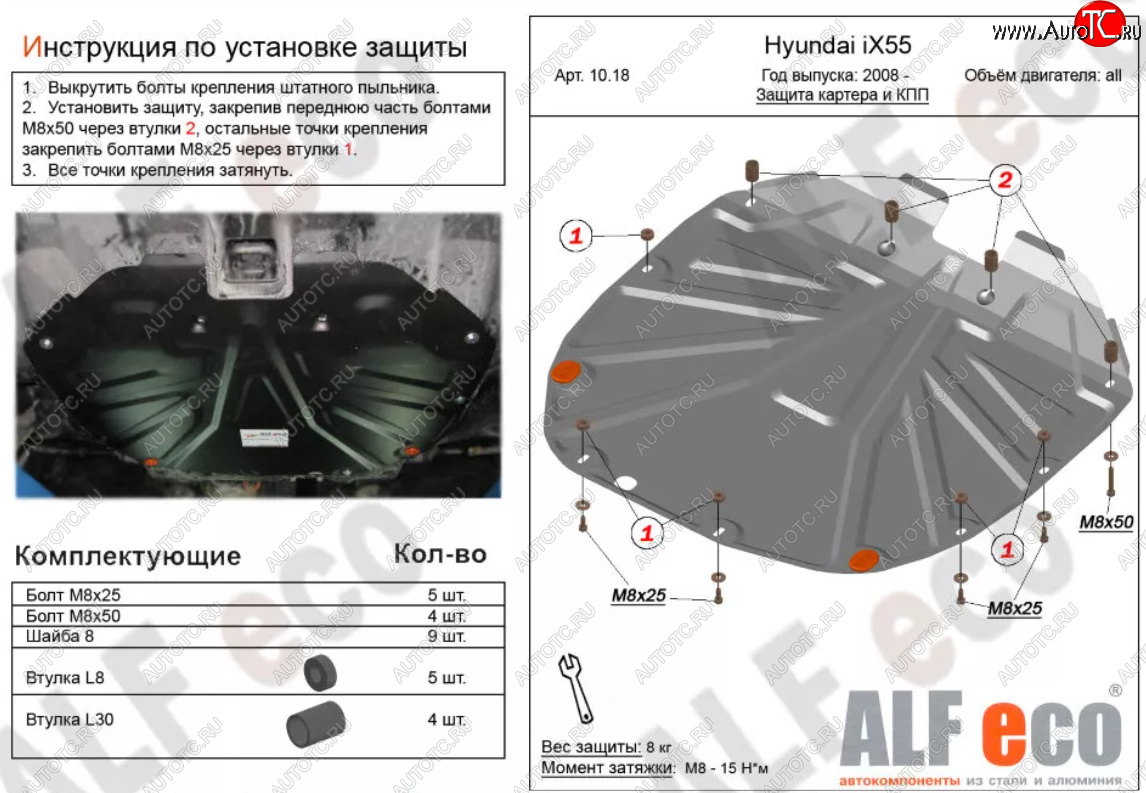 4 399 р. Защита картера двигателя и КПП (V-2,2 CRDI) Alfeco Hyundai Santa Fe CM рестайлинг (2009-2012) (Сталь 2 мм)  с доставкой в г. Майкоп